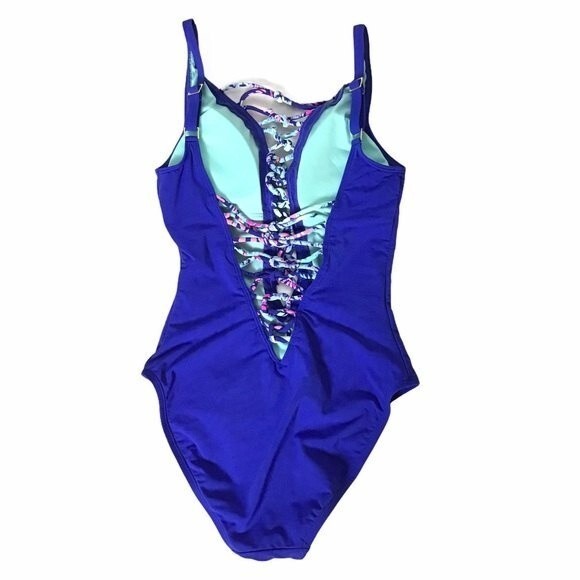 Lilly Pulitzer Royal Blue Isle Lattice One-Piece Swimsuit Size 0 - Picture 5 of 6